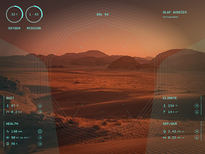 Life support HUD for Astronaut's suits astronaut concept hud iss life support metrics nasa space space exploration suit ui