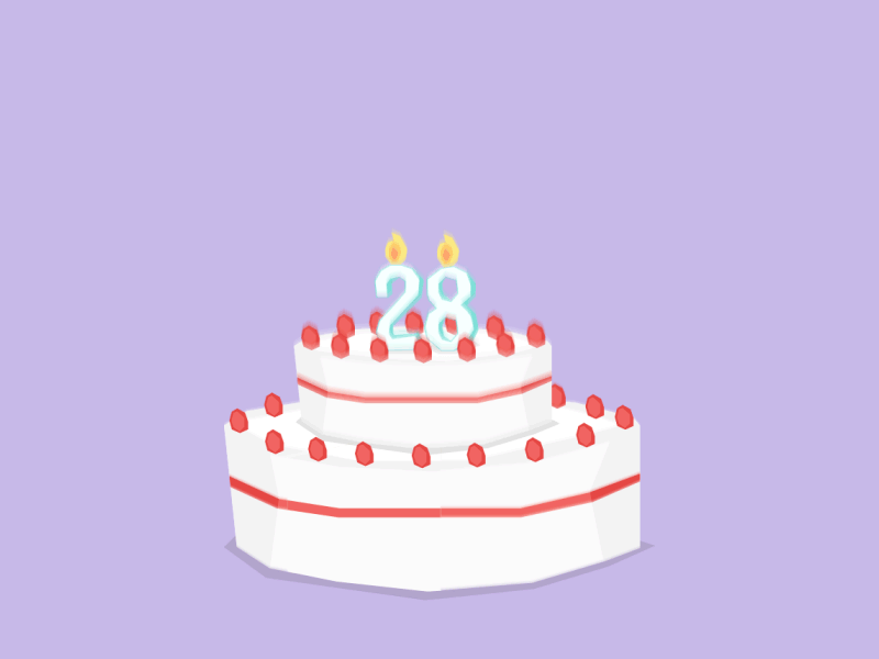 Anniversary 🎂 - You are 28! anniversary cake illustration motion design strawberry