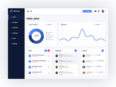 Merkury Free Dashboard PSD - Home Page admin dashboard download free freebie pane psd template ui ux web