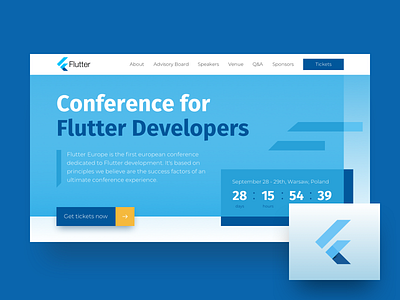 Flutter Conference Landing Page conference design developers flutter landing page ui ux web website