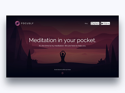 Focusly - Meditation & Relax Landing Page animation app illustration mobile principle ui ux web website