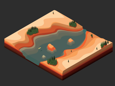 Vector isometric canyon america canyon isometric mountines nature river