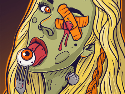 Halloween zombie girl art cartoon eyes halloween illustration monster zobbie
