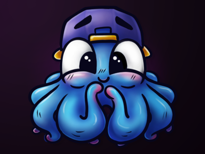 Cute teen gamer octopus animal cartoon cute e-sport gamer octopus sea sprout twitch