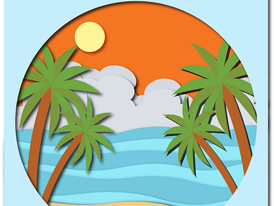 Beach Island art beach design flat graphic design icon illustration illustrator island logo ocean sea travel vacation vector