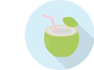 Young Coconut Drink art coconut design drink flat fresh fruit graphic design healthy icon illustration nature summer tropical young