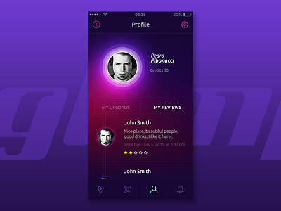 Profile Screen // My Reviews / app application customer leaddesign mobile photos profile restaurants social ui user ux