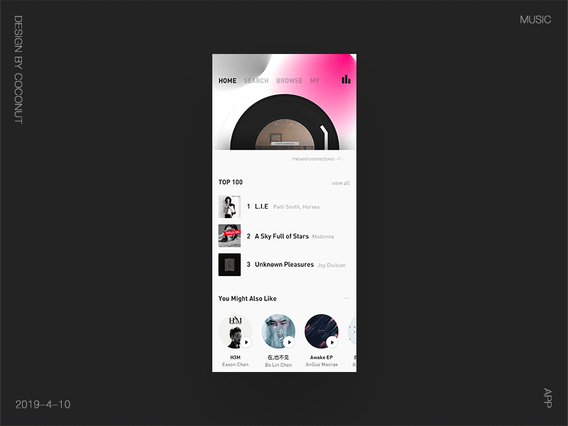 Music APP - cocoNUT animal music ui ux 应用 设计