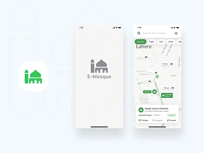 E-Mosque - Concept Screens app branding design dribbble iconography illustration logo modern gradient mosque pakistan ui