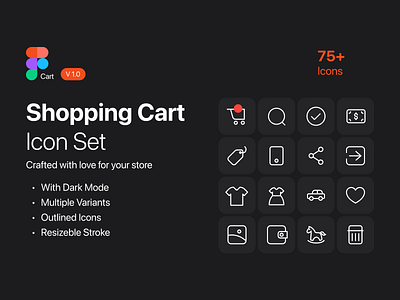 Figma Cart - icon set 75 icons app cart dark mode dribbble figma icon set iconography iconset light mode outline shopping cart