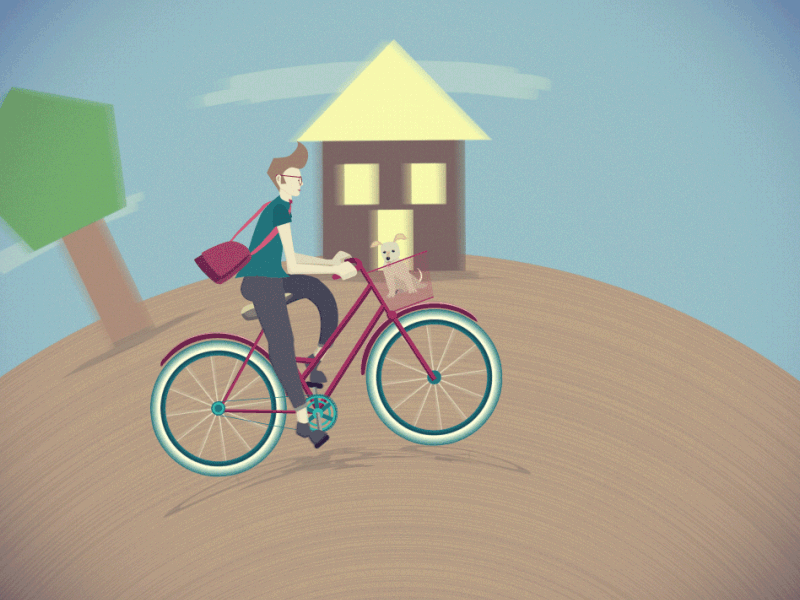 Cycle dude after effects animation bag bicycle dog dribbble loop motion design motion graphics