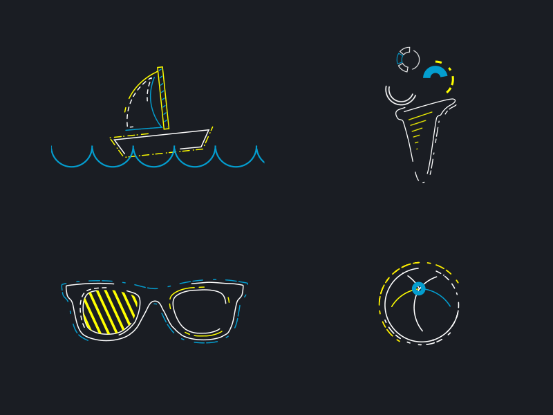 Summer Time after effects animation beach dribbble glasses ice cream loop motion design sea summer sunglasses wave