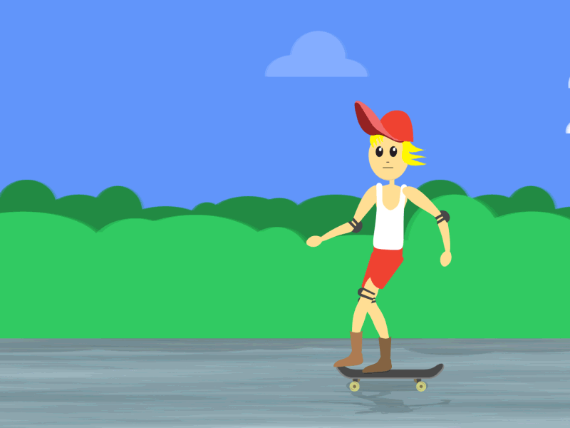 Skateboarding character flat gif illustration illustrator skate skateboard summer wheels