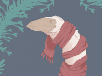 Christmas Card 2016 card christmas cold dinosaur feathered scarf therizinosaurus warm