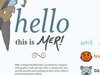 HelloMER Homepage homepage megan ruth mer portfolio web design website