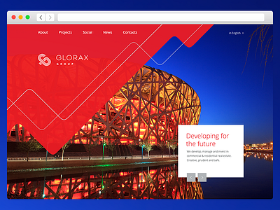 Glorax Group web site design clean design landing red web