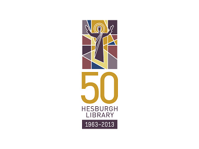 Hesburgh Library 50 year anniversary anniversary gold hesburgh jesus library logo mural touchdown typography vector