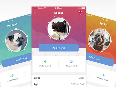 Bark Park Profiles avatar dog friend ios iphone mobile pets profile user