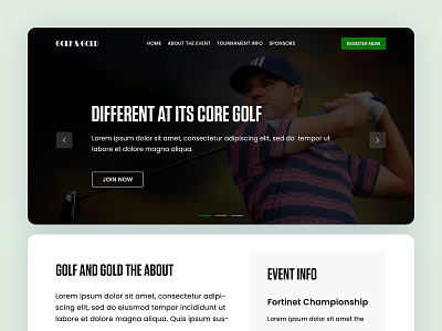 Golf - Landing Page Design sport app design sport landing page sport website
