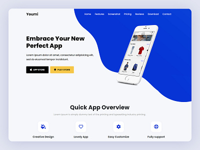 Youmi - App Landing Page app design landing page design website design