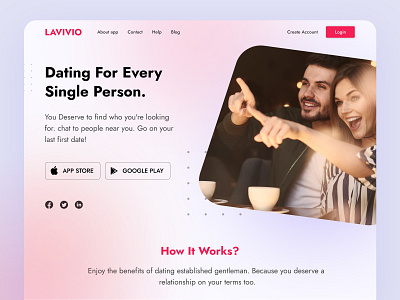 Lavivio - Dating App Landing Page app landing page dating landing page design dating website landing page uiux design