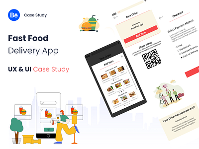 Fast Food Delivery App UX & UI Case Study 3d mockup android ui design app case study digital product design graphic design high fidelity prototype iphone ui design low fidelity prototype mockup persona storyboard ui user research ux visual design wireframing