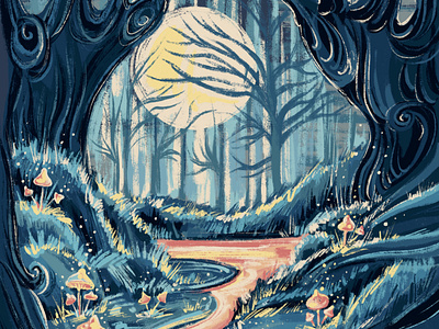 Magic forest 2D landscape