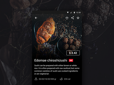 Delivery food app item screen