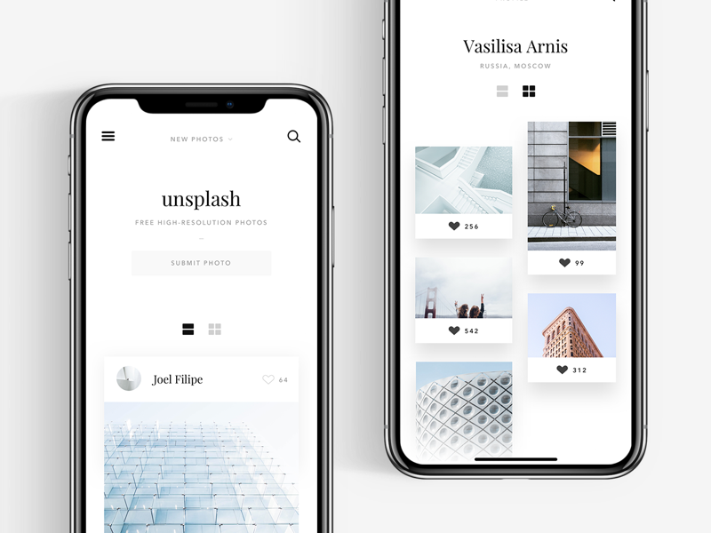 Unsplash website concept #3 iphonex white unsplash ui simple photography mobile minimal light clean