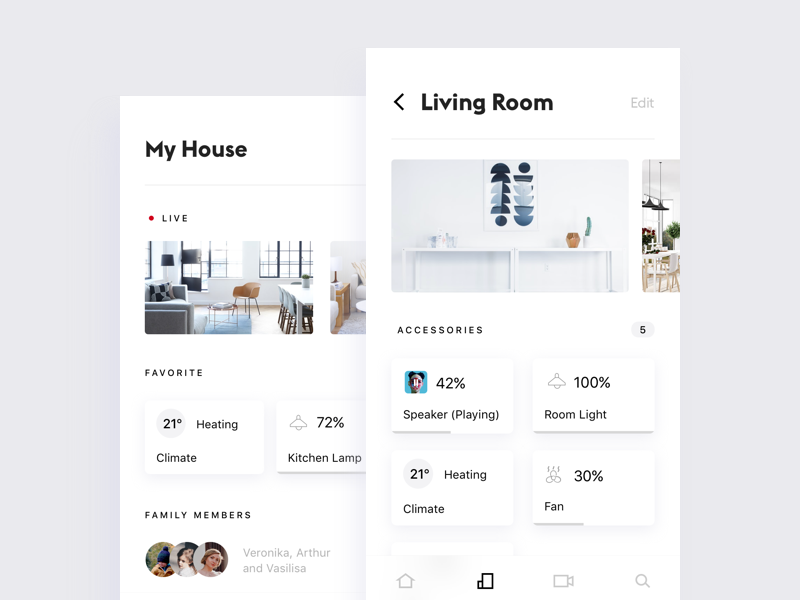 Smart Home App #2 white ui simple mobile minimalistic ios home design clean