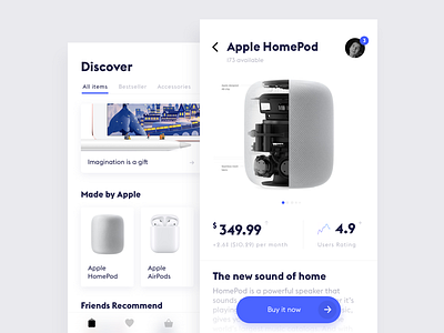 E-commerce App #1 app clean e commerce homepod interface ios minimal mobile shop simple ui white