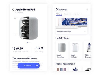 E-commerce App #3 app clean e commerce homepod interface ios minimal mobile shop simple ui white