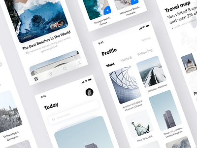 Travel app #3 app clean ios minimalistic mobile simple travel ui unsplash white