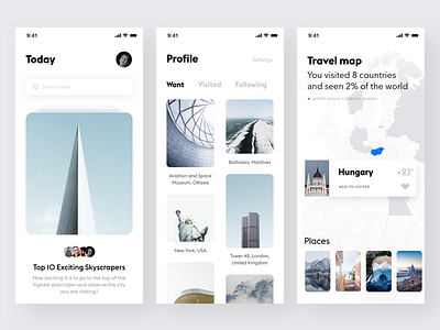 Travel app #4 app clean ios minimalistic mobile simple travel ui unsplash white