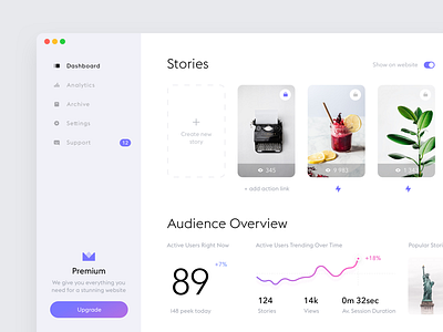 Stories widget dashboard #1