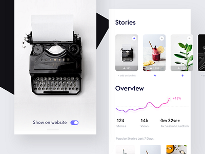 Stories dashboard app clean design ui ux ios minimal minimalistic mobile simple ui white