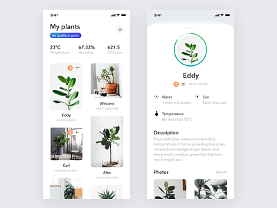 Plants App Concept app app ios iphone clean design ui ux interface ios minimal minimalistic product design simple ui white