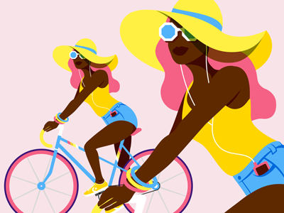 Bike girl illustrator vectorial art editorial illustration sunglasses bike girl girl sneakers converse bike vector illustration vector