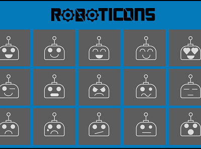 ROBOTICONS app emoticon icon illustration logo