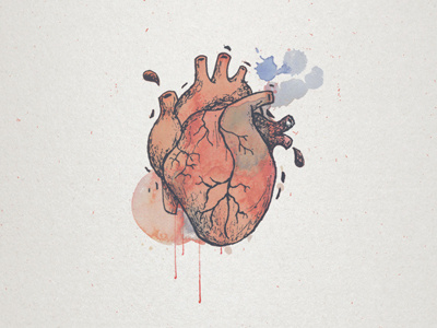 Watercolor heart anatomically dribble heart ink paint splatter texture watercolor watercolour