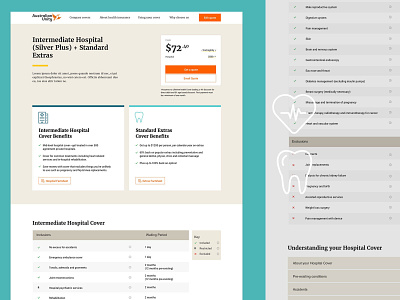 Health Insurance Website Redesign - Product Page health insurance ui ui design ux ux design website design