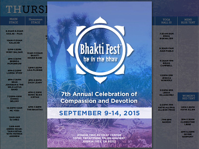 Bhakti Fest Program Guide brochure festival guide indesign kirtan program yoga