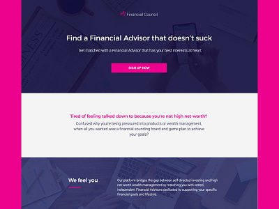 My Financial Council Landing Page Design landing page design ui ux website