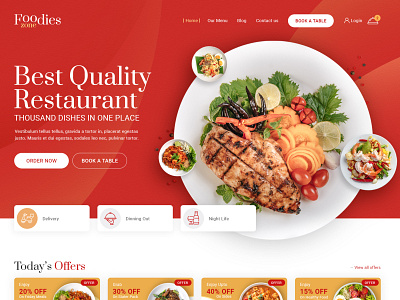 Foodies Zone e commerce food online ordering red restaurant template website