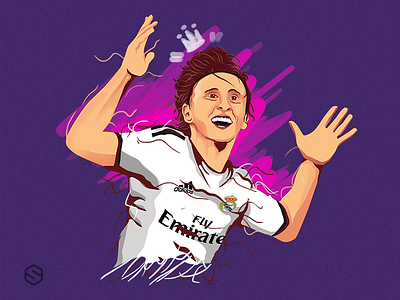 Dribble art design digital illustration madrid modric sports vector