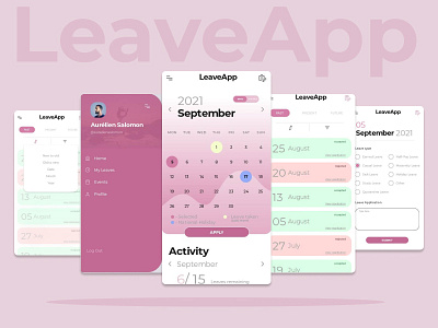 LeaveApp - UI Design adobexd design mobileapp ui uiscreens uiux vector