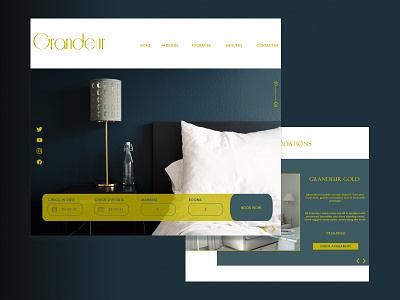 Hotel Grandeur - UI Design adobexd branding design hotel illustration landingpage logo ui uiux vector webapp website