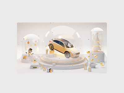 Happy New Year - 3D PostCard 3d 3dart abstract b3d car christmas design new year newyear postcard