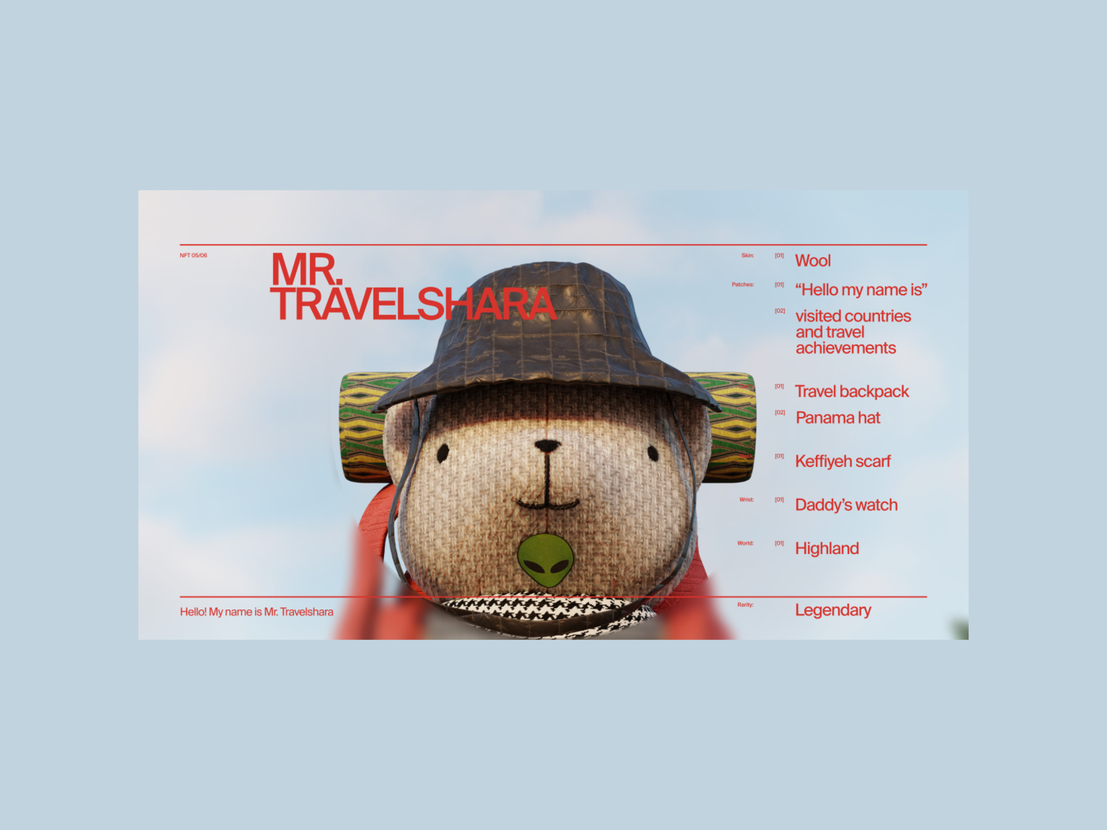 NFT - MR.TRAVELSHARA 3d 3dart abstract b3d bear character design nft teddy token ui