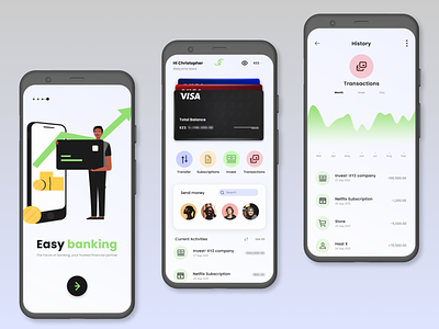 Banking App UI design app branding design graphic design illustration ui ux